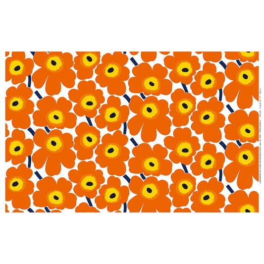 Marimekko Pieni Unikko Orange / Yellow Acrylic-Coated Cotton Fabric