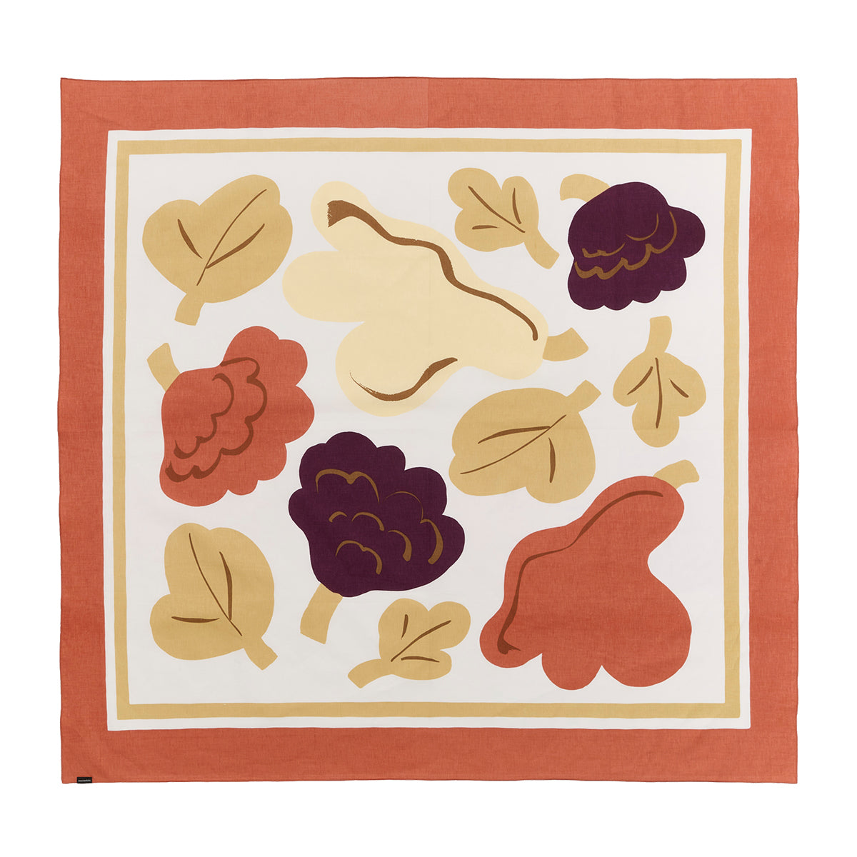 Marimekko Kukasta Kukkaan White / Terracotta / Light Brown Square Tablecloth