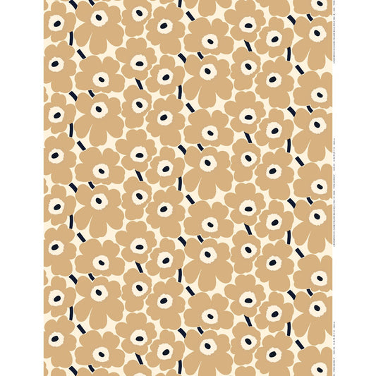 Marimekko Pieni Unikko Beige Acrylic-Coated Cotton Fabric