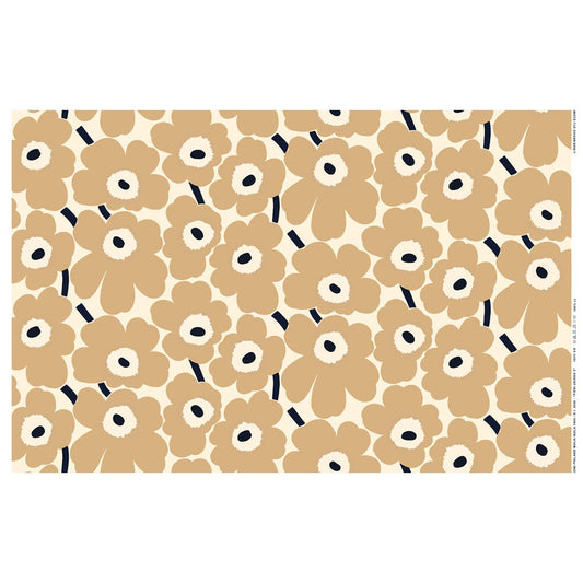 Marimekko Pieni Unikko Beige Acrylic-Coated Cotton Fabric